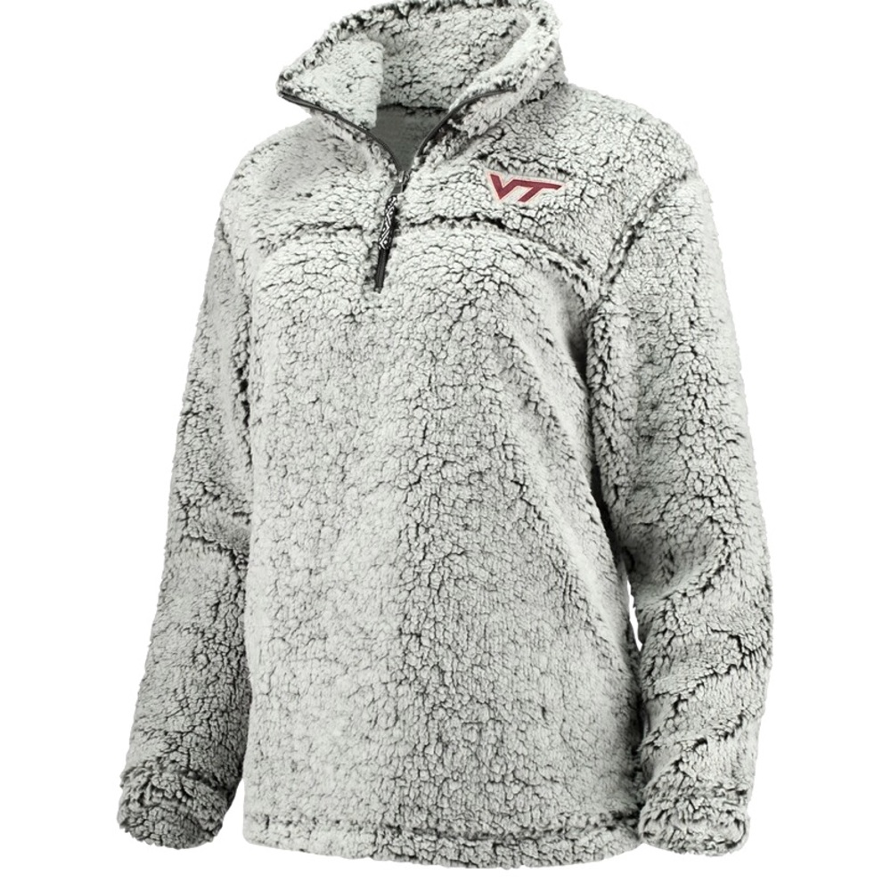 Women’s Gray Virginia Tech Hokies Sherpa Quarter Zip Pullover Jacket
